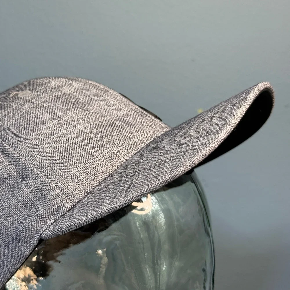 Fox Racing Kids Hat‎ Grey Herringbone Black Rubber Logo Y2K Youth Baseball Cap